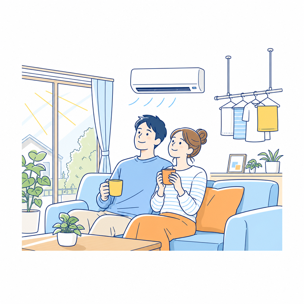 新築の一戸建てに入居して快適に暮らす夫婦