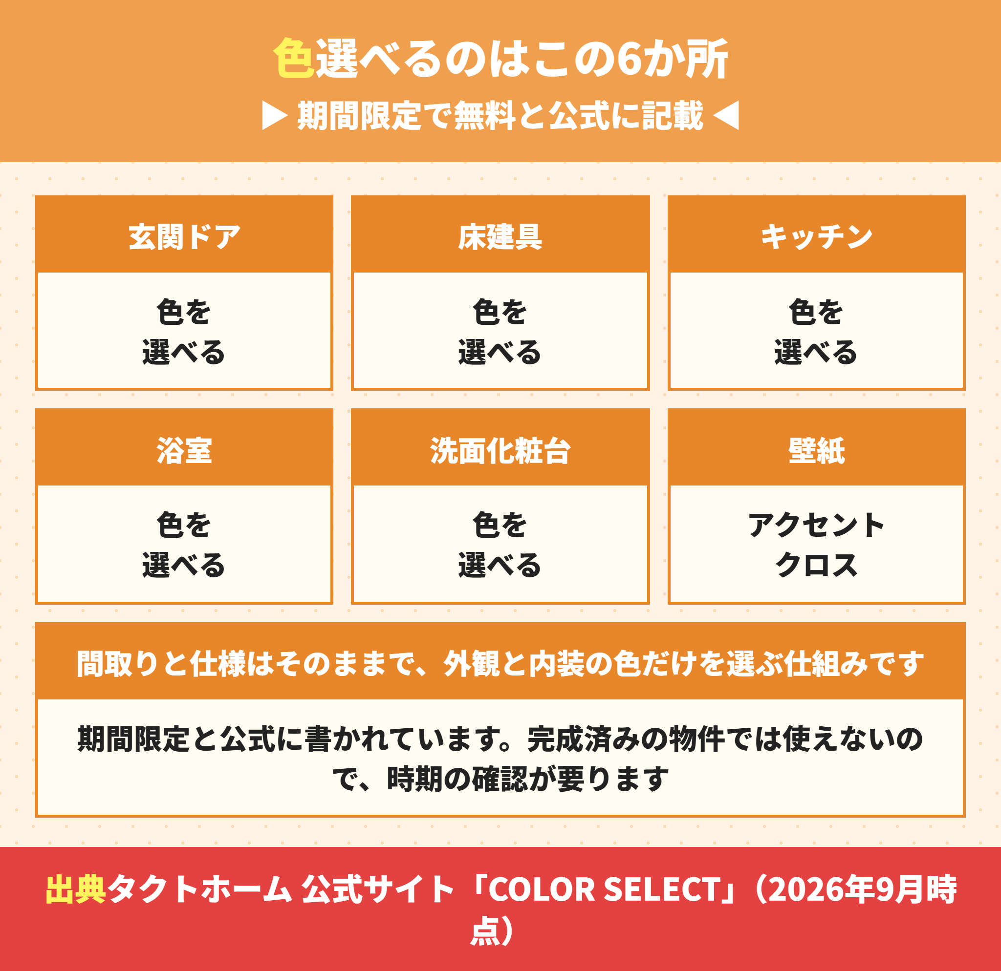 グラファーレのCOLOR SELECTで色を選べる6か所