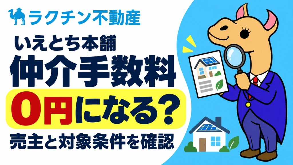 いえとち本舗。仲介手数料0円になる？。売主と対象条件を確認
