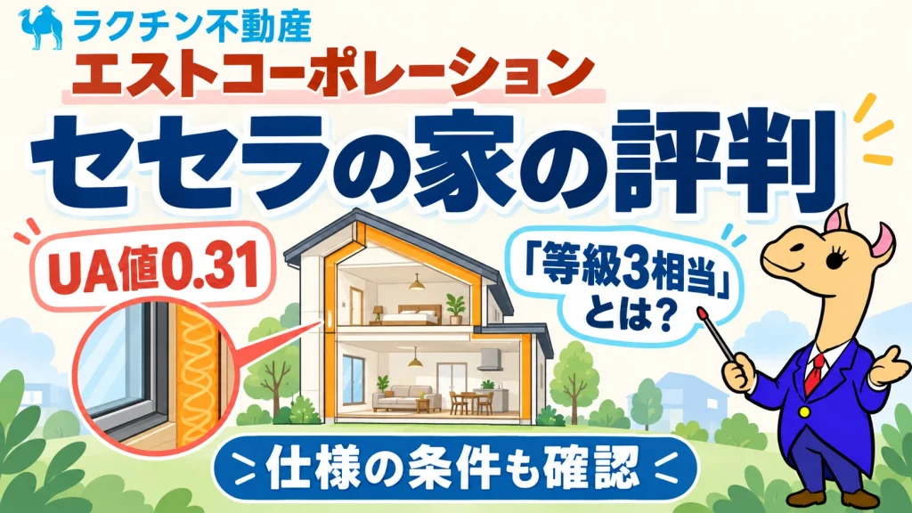 エストコーポレーション。セセラの家の評判。UA値0.31。「等級3相当」とは？。仕様の条件も確認
