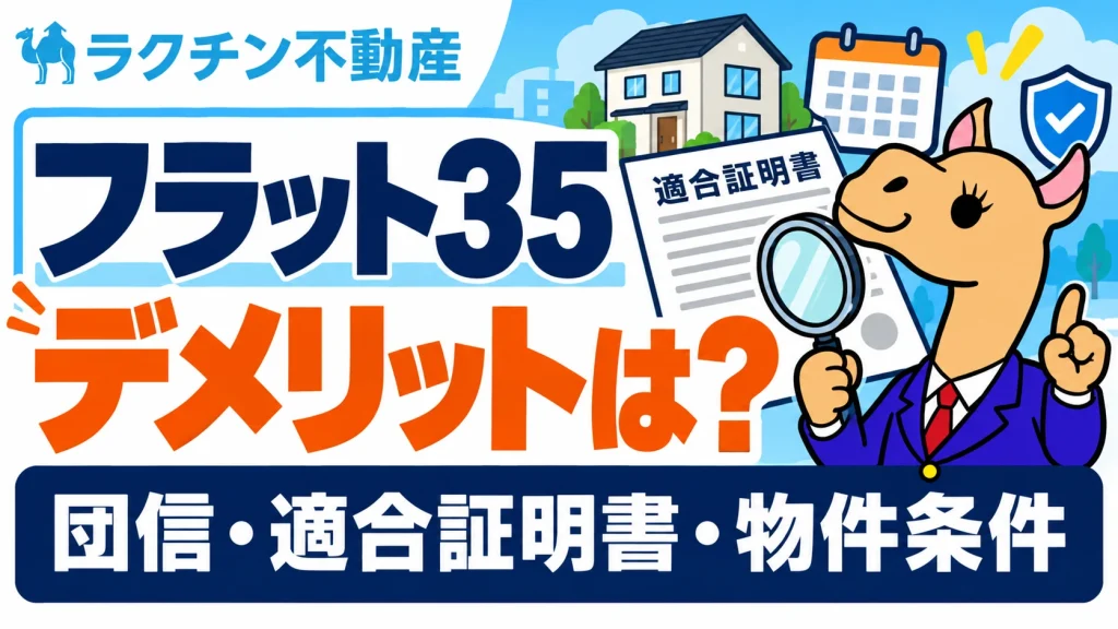 フラット35。デメリットは？。団信・適合証明書・物件条件