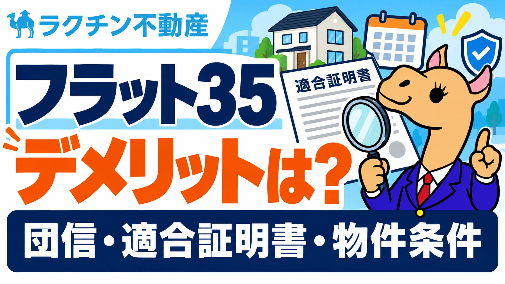 フラット35。デメリットは？。団信・適合証明書・物件条件