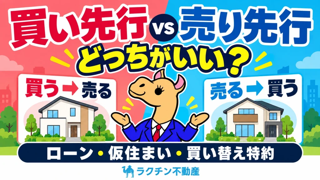 買い先行 vs 売り先行。どっちがいい？。ローン・仮住まい・買い替え特約